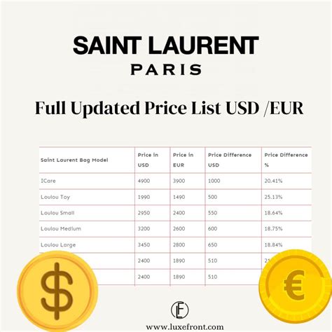 ysl woc 9 price|‘YSL’ Saint Laurent Price List: Reference in USD/EUR .